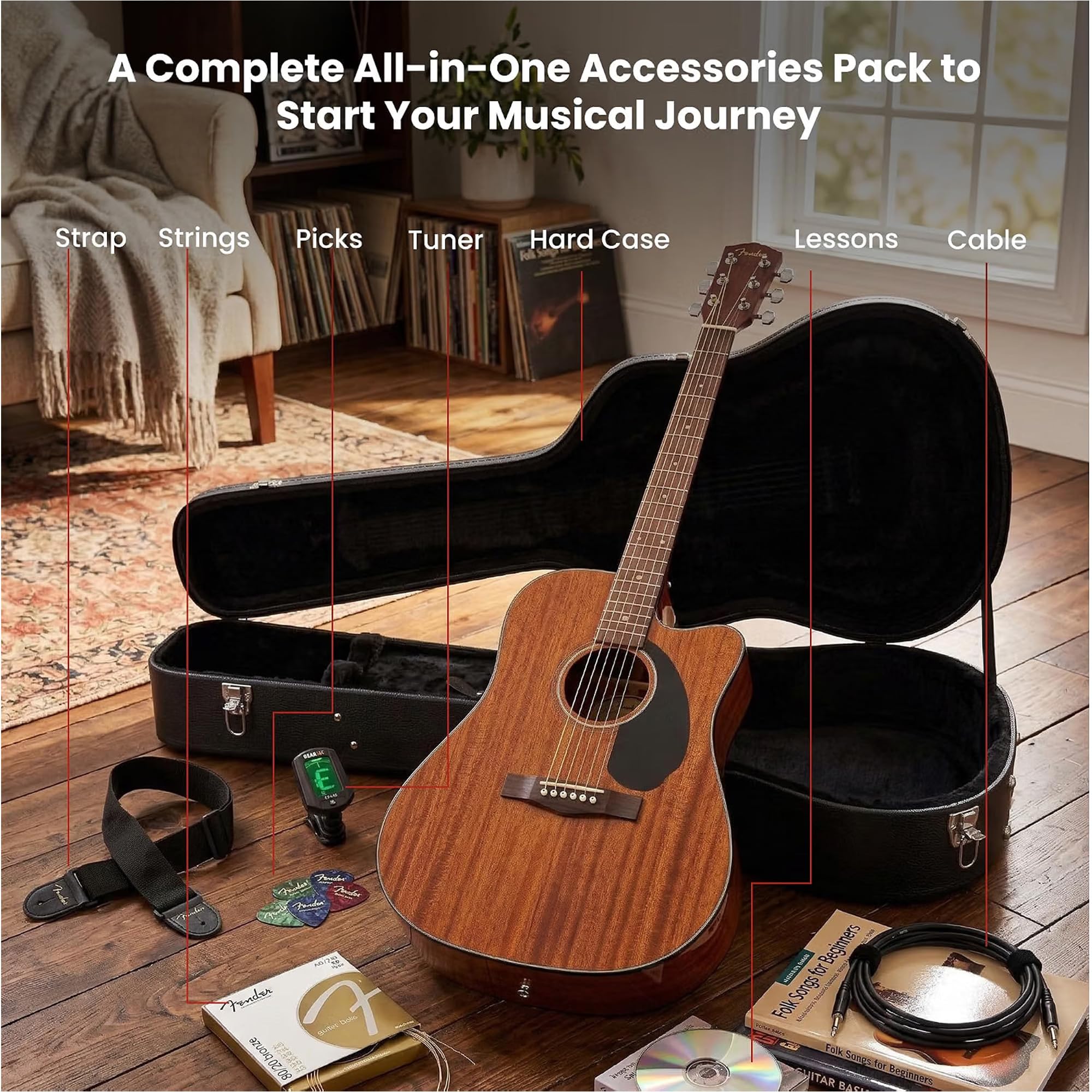 Amazon | Fender CD-60SCE Dreadnought Acoustic-Electric Guitar