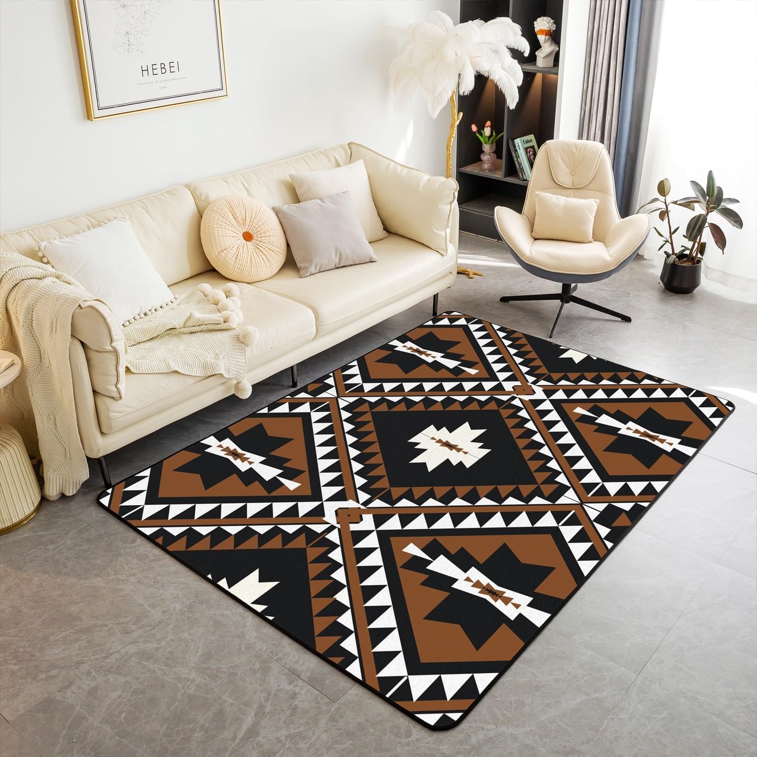 Tapis de cuisine 3D à rayures géométriques en polyester lavable