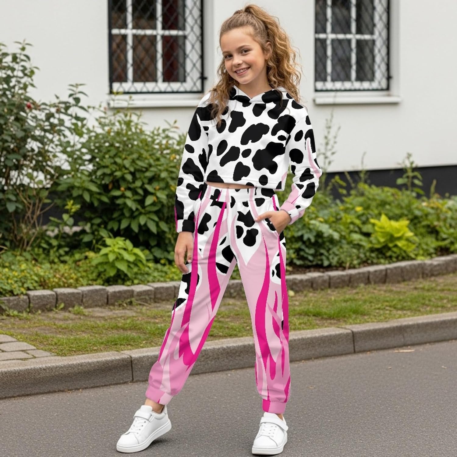 HUIACONG Girls Sweat Set for 4-13 Years Kids Sweatsuits for Children Sweat Suit