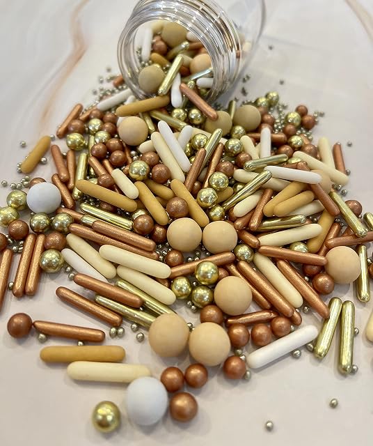 Nude, Gold and Copper Rod Sprinkle Pearl Mix