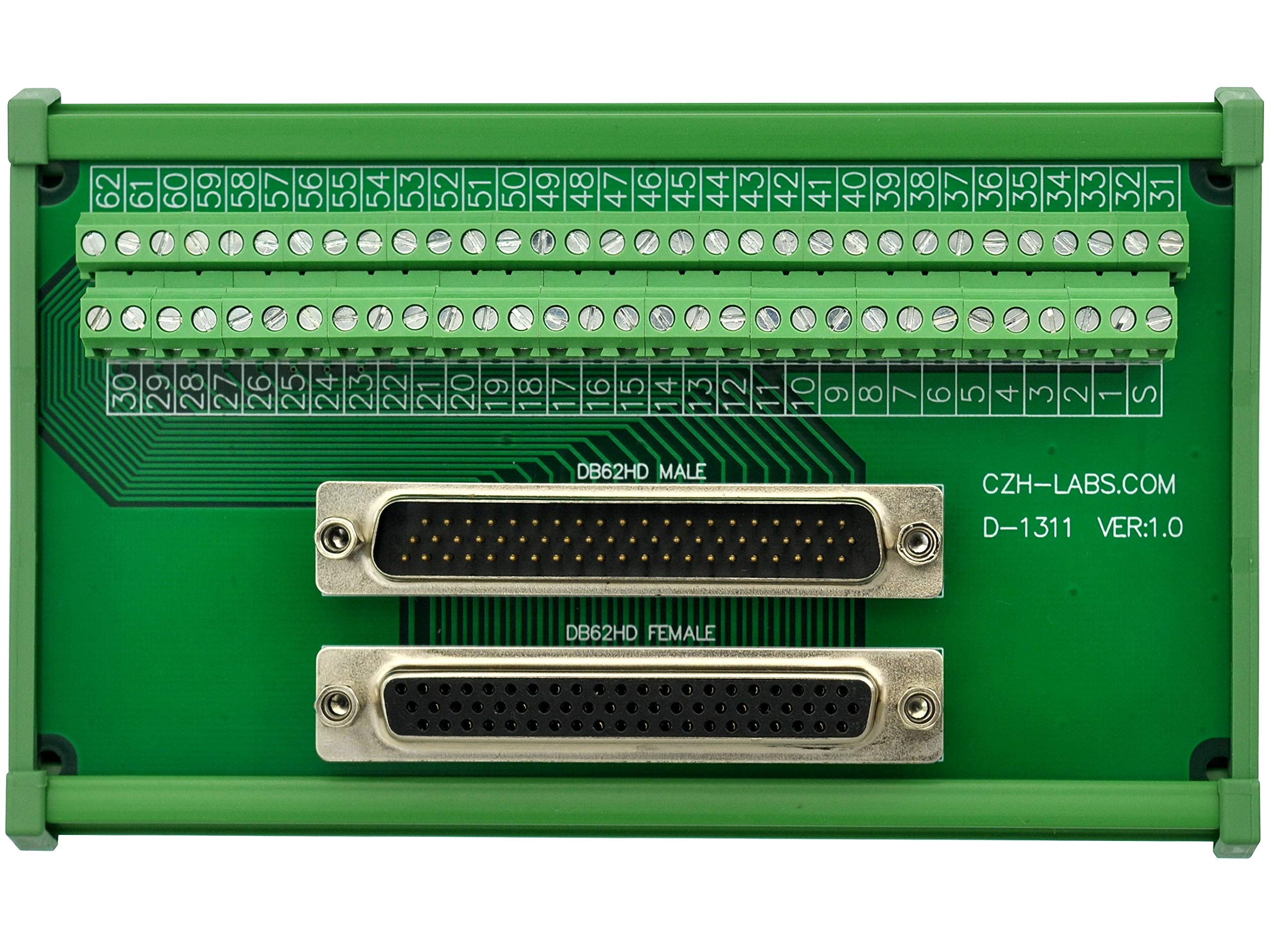 DIN Rail Mount DSUB DB62HD Module d'interface mâle/femelle, carte de dérivation D-SUB.