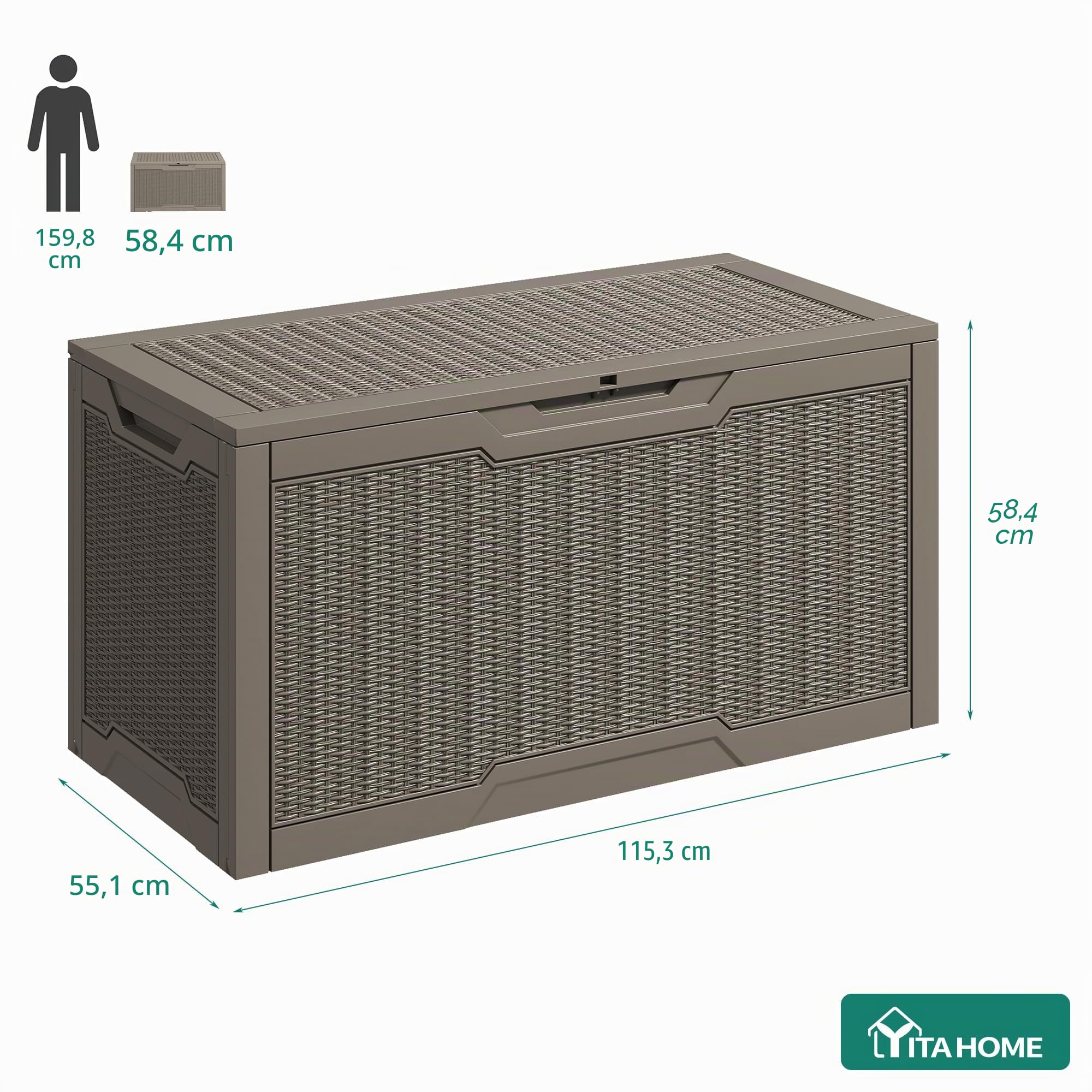 YITAHOME boîte de pont, Marron Clair, 47.6" L x 21.2" W x 24.8" H