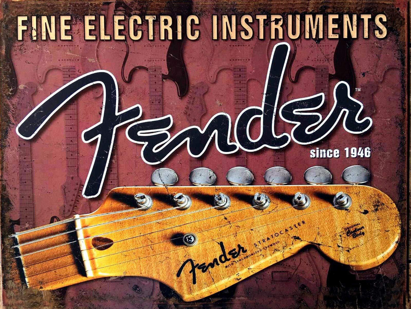 Kueprae A388 Fender Guitar Retro Metal Tin Sign Vintage Man Cave 8 X 12 Inch