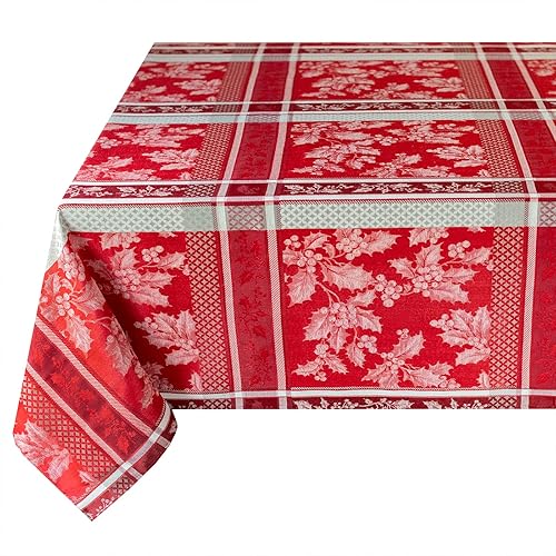 Miniatura 2 de Benson Mills Holiday Hollies - Mantel de tela jacquard teñida con hilo, para vacaciones, invierno y Navidad (60 x 120 pulgadas, rectangular, diseño