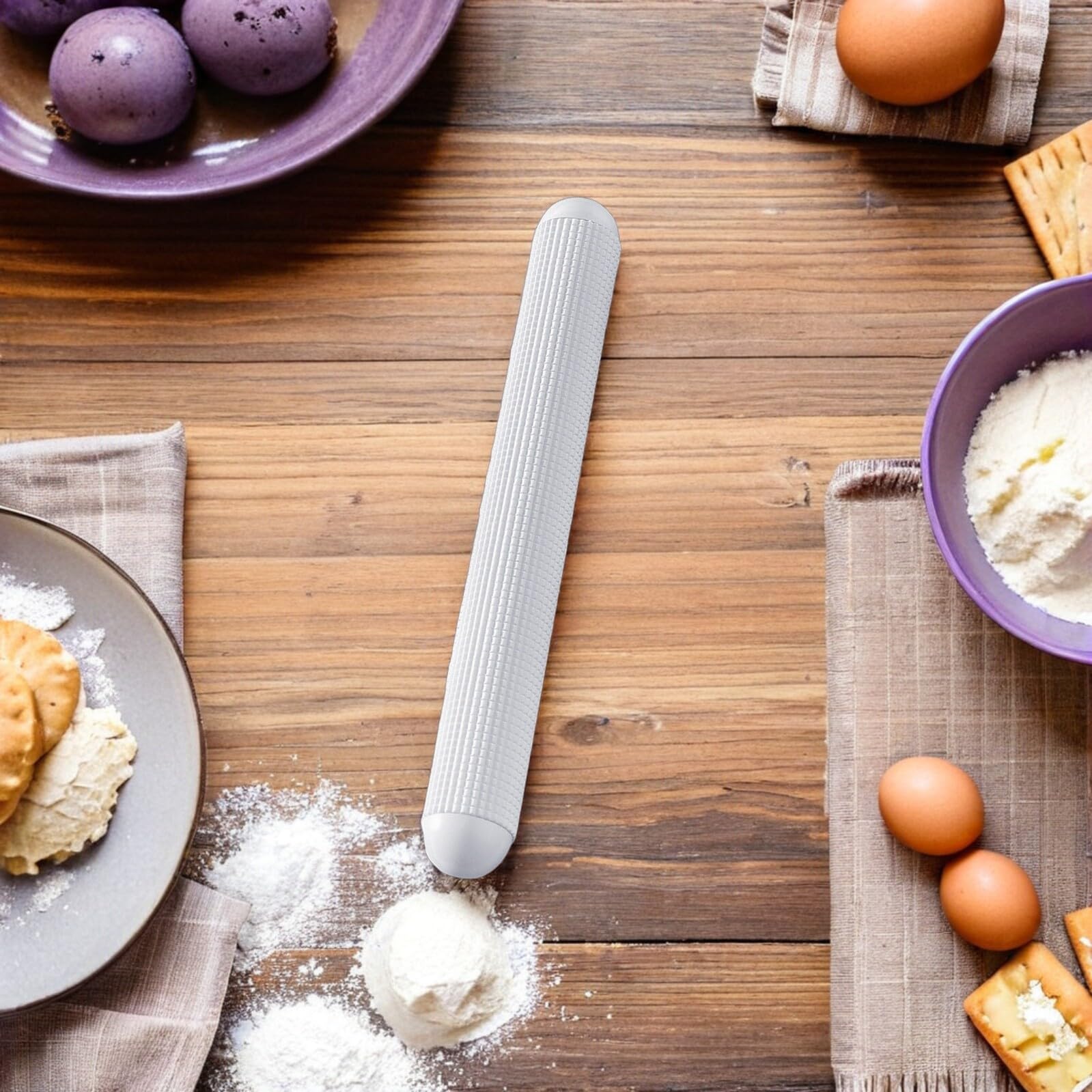 6 Piezas Rodillo Fondant Plástico con Diseño de Puntos Elevados Rodillo de Masa Antiadherente para Pan Pizza Pasta y Masa de Empanadilla Herramienta Versátil para Cocina y