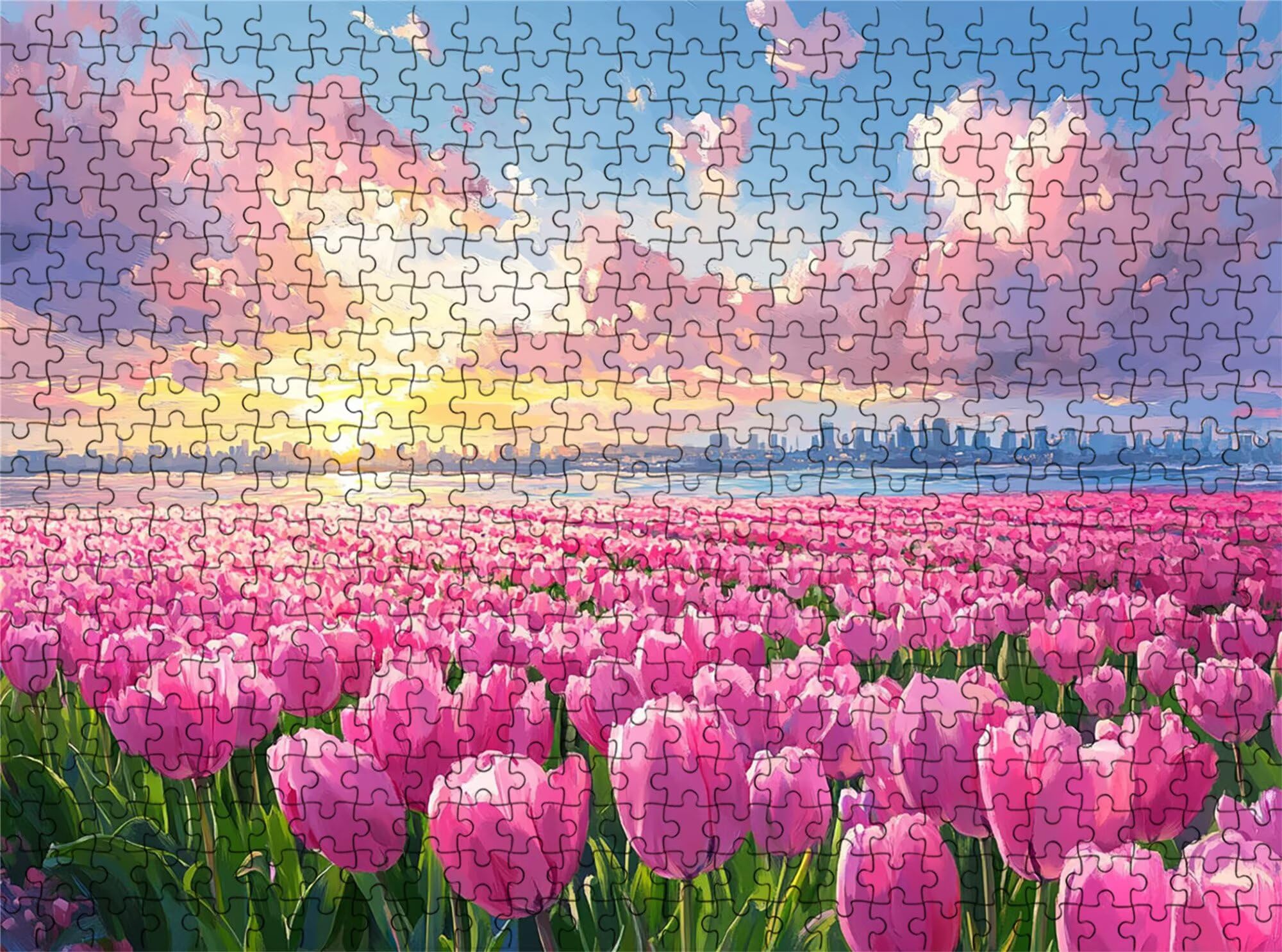 Puzzle 2000 elementów dla dorosłych, wymagająca zagadka, 99,5 x 70,5 cm, przepiękna dekoracja, puzzle, jakość premium i powierzchnia bez odbicia, prezent rodzinny temat: światło słoneczne tulipan s7h