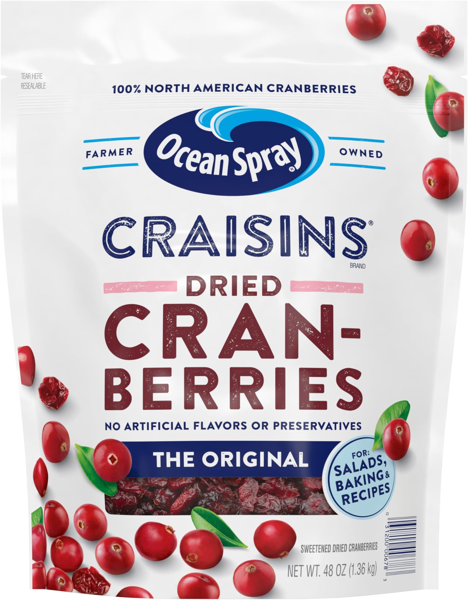 Craisins Sweetened Dried Cranberries - 48 oz (3 Pounds)
