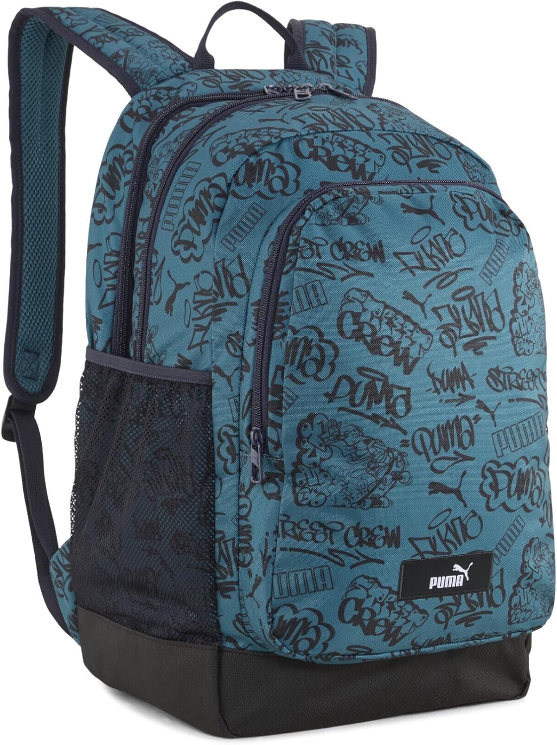 PUMA Adult Academy 29 L Backpack with All-Over Print, One Size, Emerald Ice Mid 90's AOP Green