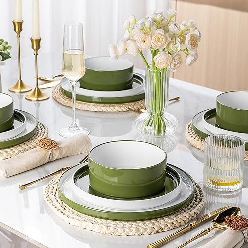 Miniatura 7 de AmorArc Juego de 6 platos de cerámica redondos de cerámica de 8.0 pulgadas, para postres, ensaladas, aperitivos, etc., aptos para microondas y