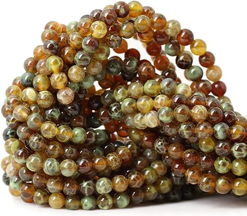 Cuentas redondas sueltas de ágata estilo antiguo vena de dragón de 6mm, cuentas para diseño de joyas, 60 cuentas