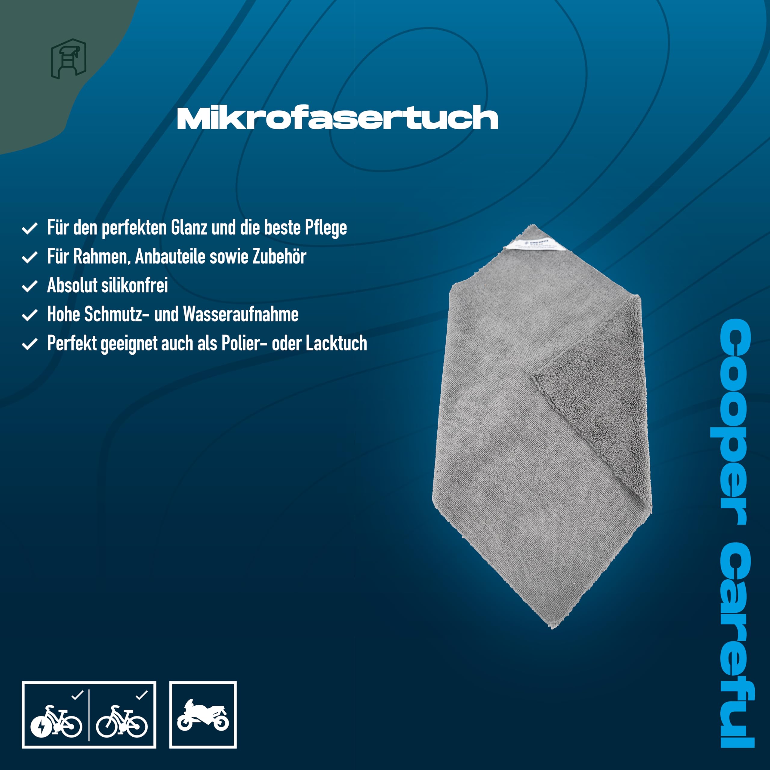 MIKROFASERTUCH SPEZIELL FÜR FAHRRÄDER, COOPER CAREFUL - 3