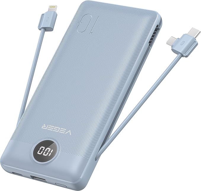 VEGER Portable Charger for iPhone Built in Cables Fast