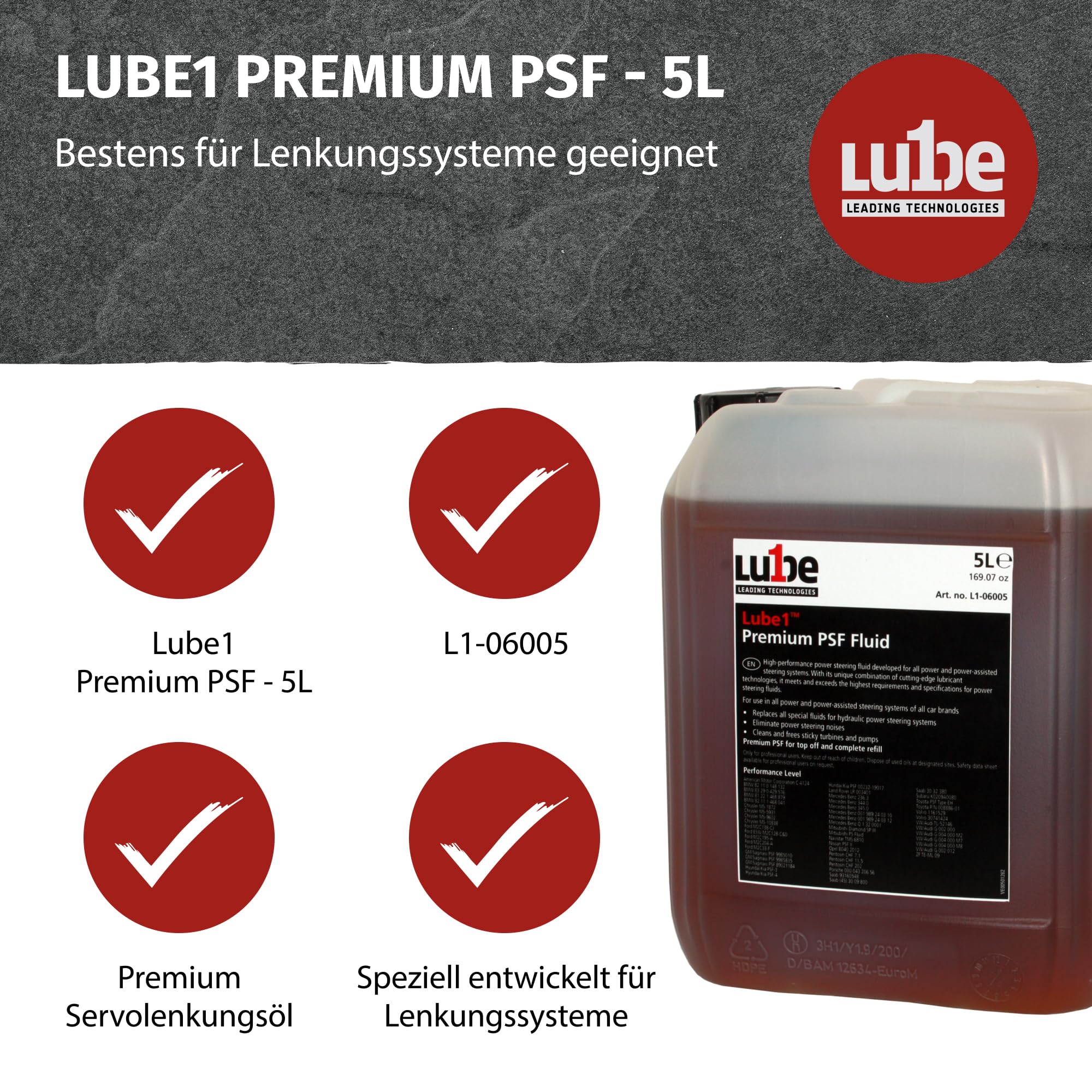 Premium PSF 5L Servolenkung Öl für PKWs & leichte Nutzfahrzeuge