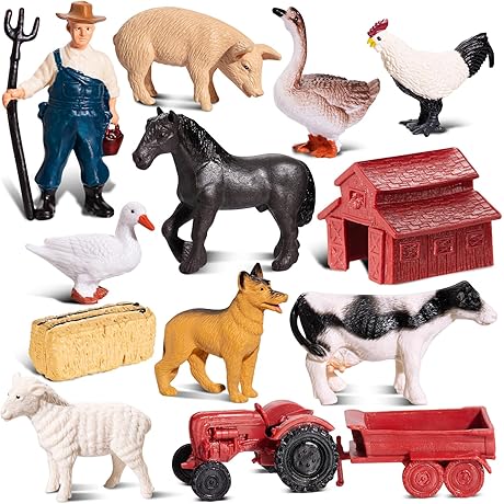 12-Piece Collection of Realistic Mini Farm Animals