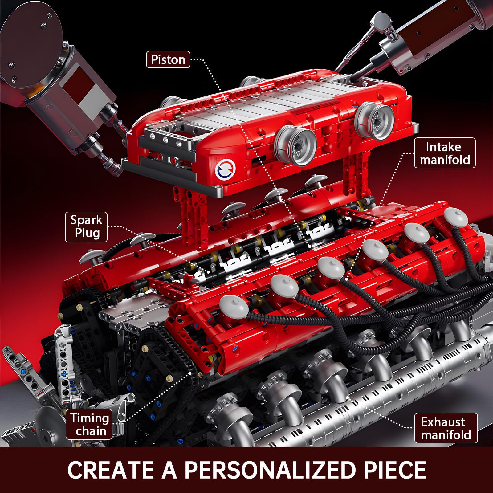 Mould King 10210 – Kit De Motor V12 De Gasolina Con 1366 Piezas – Modelo De Simulación Para Adultos