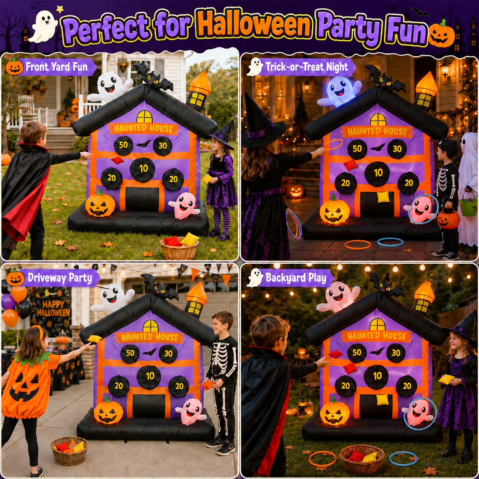 Inflables de Halloween de 4.8 pies para exteriores, decoración de patio