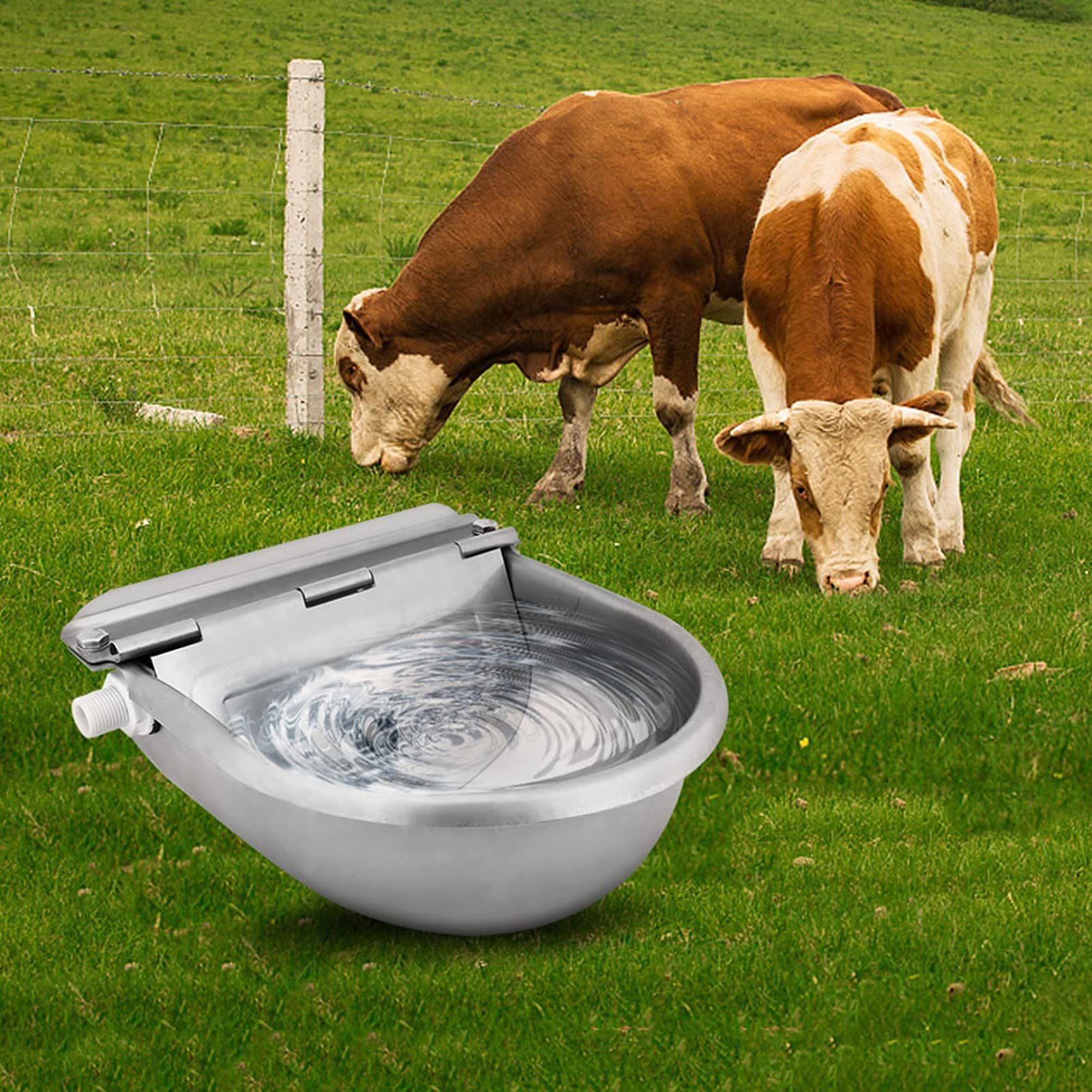 Greensen Bebedero Automático para Mascotas 4 L, Cuenco de Acero Inoxidable con Válvula de Flotador para Perros, Gatos, Caballos y Cabras – Bebedero Automático con Depósito Grande y Diseño Resistente