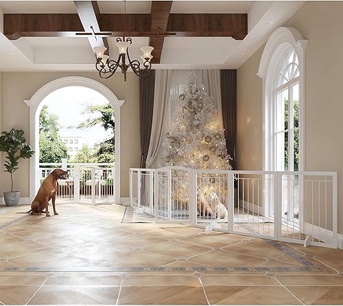 Miniatura 4 de JSB Puerta para perros extra ancha de 192 pulgadas de alto, con paseo, Full Matel, independiente para mascotas, para pasillos, escaleras y hogar,