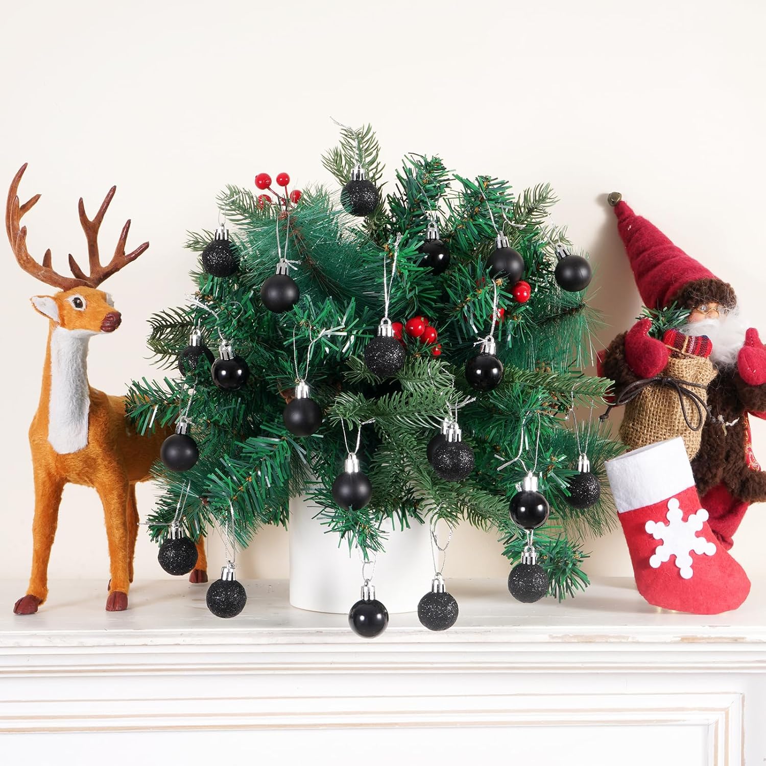 30ct Christmas Ball Ornaments, 1.18 Shatterproof Tree Decorations, Perfect Hanging Ball for Indoor/Outdoor Holiday Party Decor (Black)
