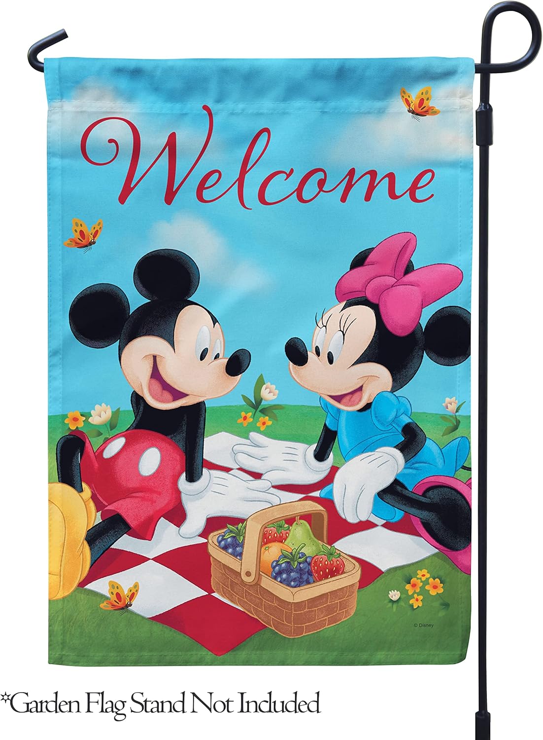 Flagology, Disney Mickey and Minnie Picnic – Garden Flag 12" x 18", Outdoor Flag, Exclusive Premium Fabric, Officially Licensed Disney, Spring, Summer