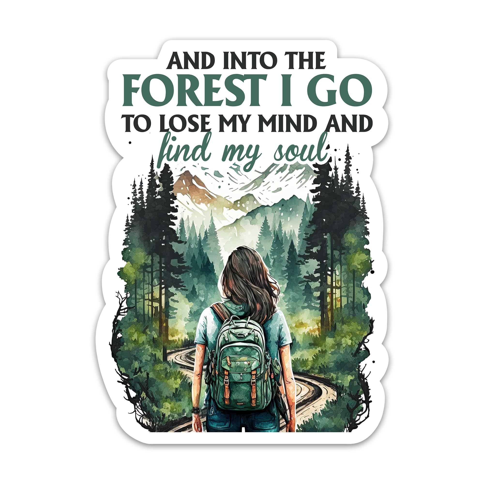 Into The Forest I Go to Find My Soul Sticker Funny Go Trekking Decals Outdoor Adventure Therapy Waterproof Vinyl Stickers for Laptop Water Bottle