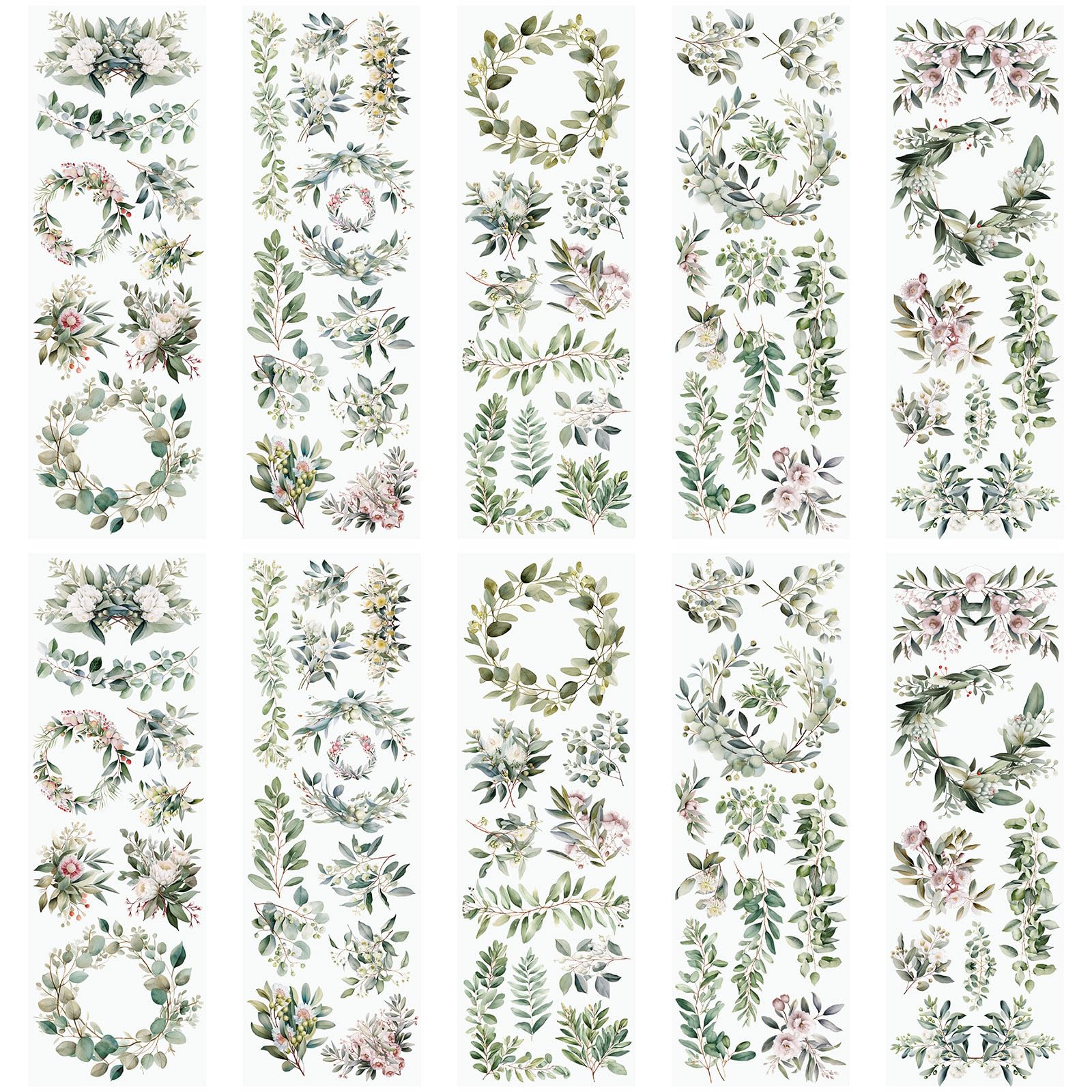 WANDIC 10 Sheets Rub On Transfer Sticker, Distress Leaves Decals Bud Flower Stickers for DIY Scrapbooking Photo Albums Furnitures,11.8 * 3.9in โ image 1