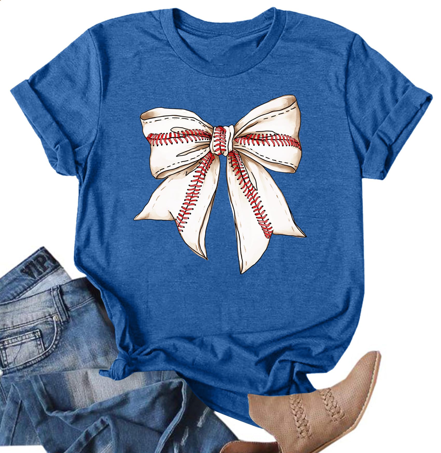 Baseball Bow Graphic T Shirt