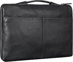 STILORD 'Kit' 15.6 Inch Laptop Briefcase Leather Briefcase Men Genuine Leather Laptop Case Premium Leather Bag for Laptops Men, Black/White