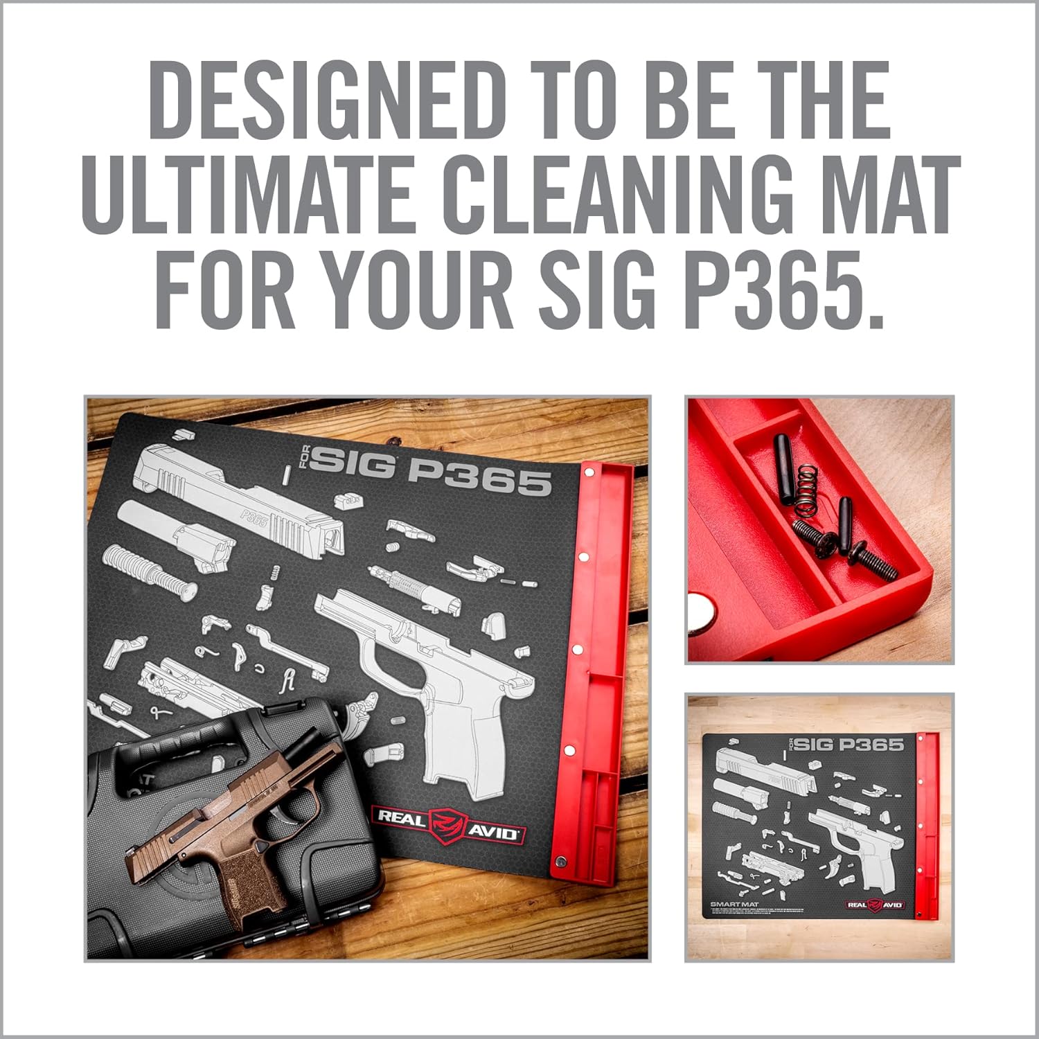 Real Avid Smart Gun Cleaning Mats – Oil-Resistant 19x16 Workbench Pads with Magnetic Parts Tray & Illustrated Guides for Glock, SIG P365, 1911 and M&P