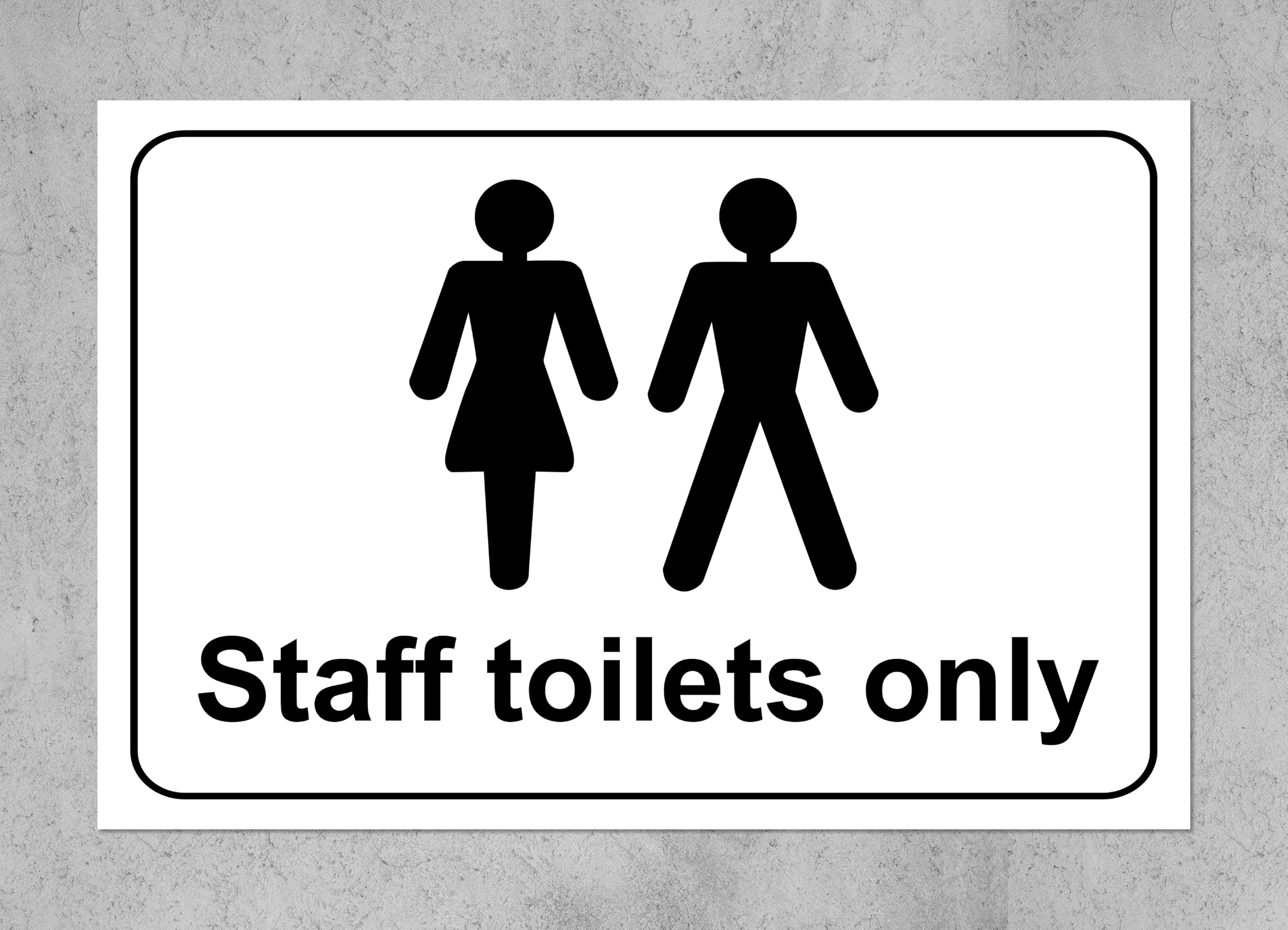 Staff toilets only safety sign - Self adhesive sticker (200mm x 150mm)