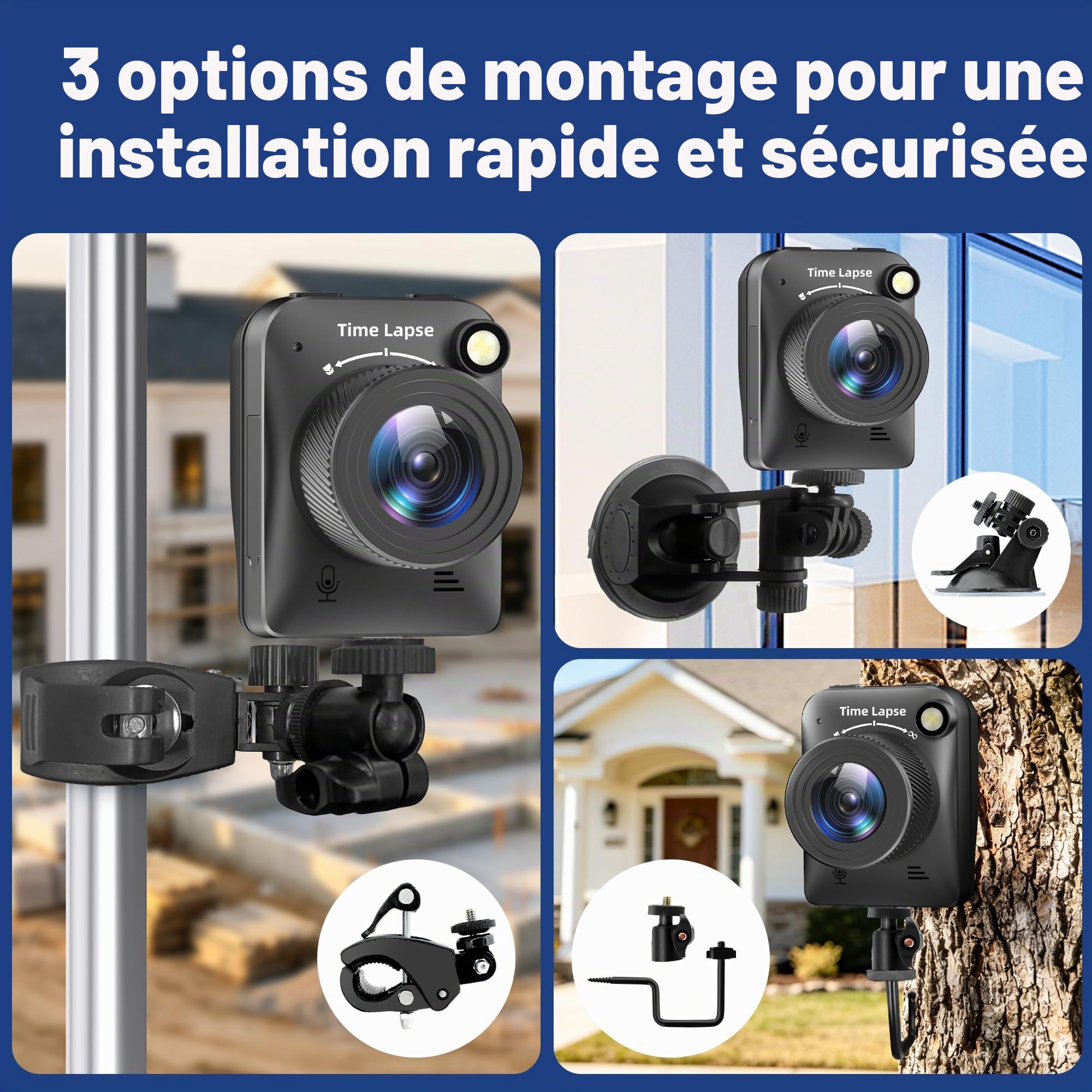 Dsoon Caméra Timelapse FHD pour la Construction, Les Plantes, la météo et la Vie, avec résolution 4K, écran LCD TFT HD 2,4", 180 Jours de Veille étanche IP66, Carte TF 64 Go Incluse