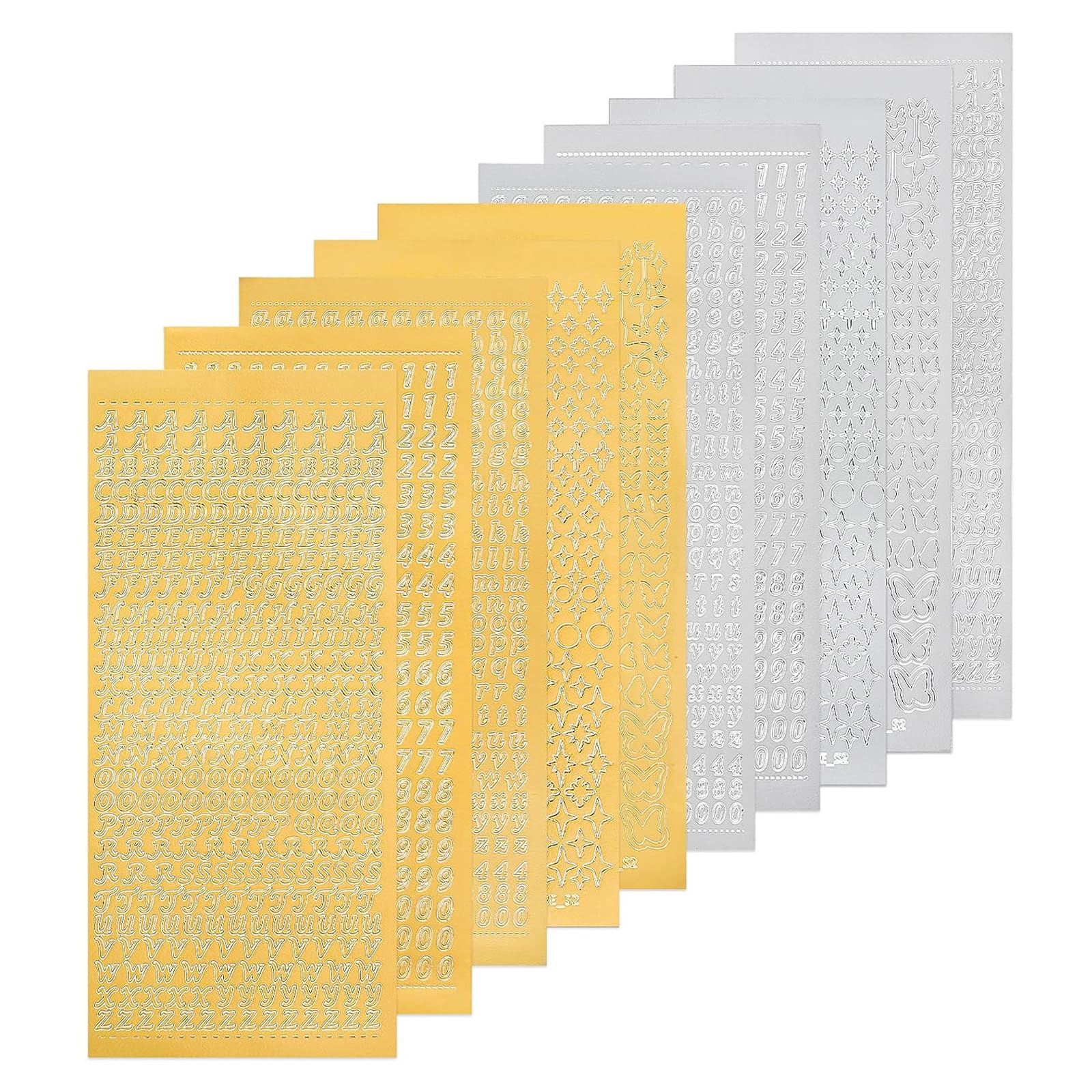Pegatinas de Letras y Números, Pegatinas de Letras Alfabeto Adhesivas Pegatinas de Números, 5 Estilos Pegatinas Decorativas Pequeñas para DIY Manualidades Álbumes de Recortes (A)