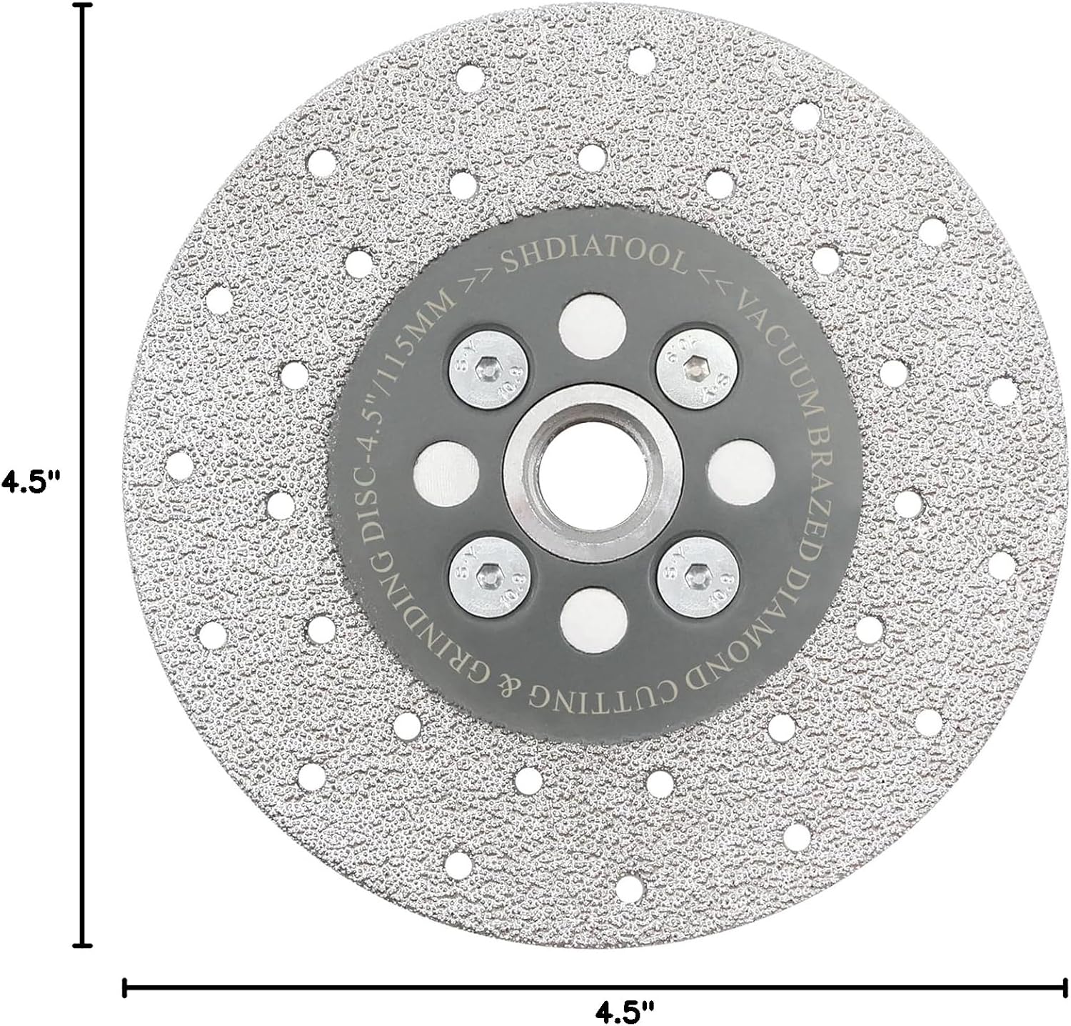 SHDIATOOL 4-1/2 Inch Diamond Cutting Grinding Disc Fits 5/8-11 Arbor for Marble Ceramic Double Sided Vacuum Brazed Fast Cutting Shaping Grinding Wheel Grit 40/50