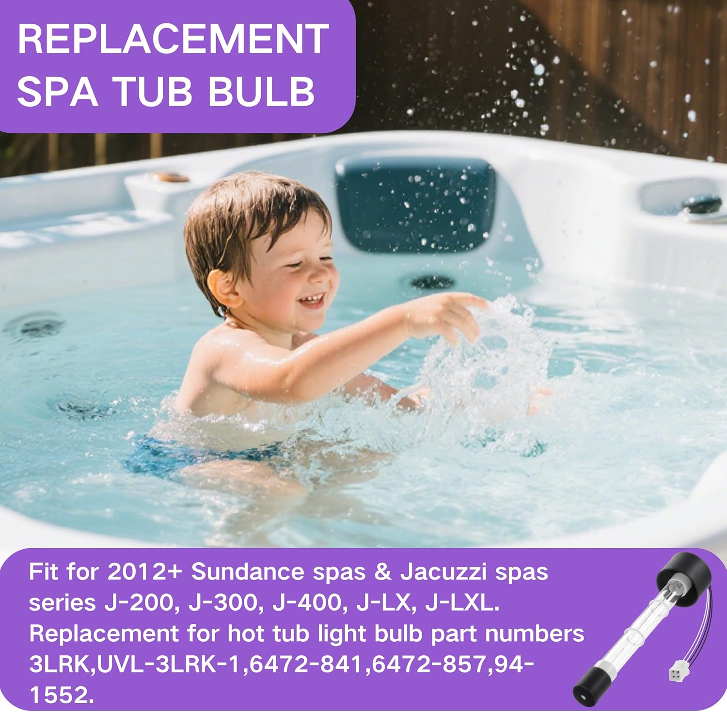 6472-841 Clear Ray XL Bulb Replacement for Sundance Jacuzzi Spas Hot Tub Bulb, Outdoor Spa Lamp - 2 Pack