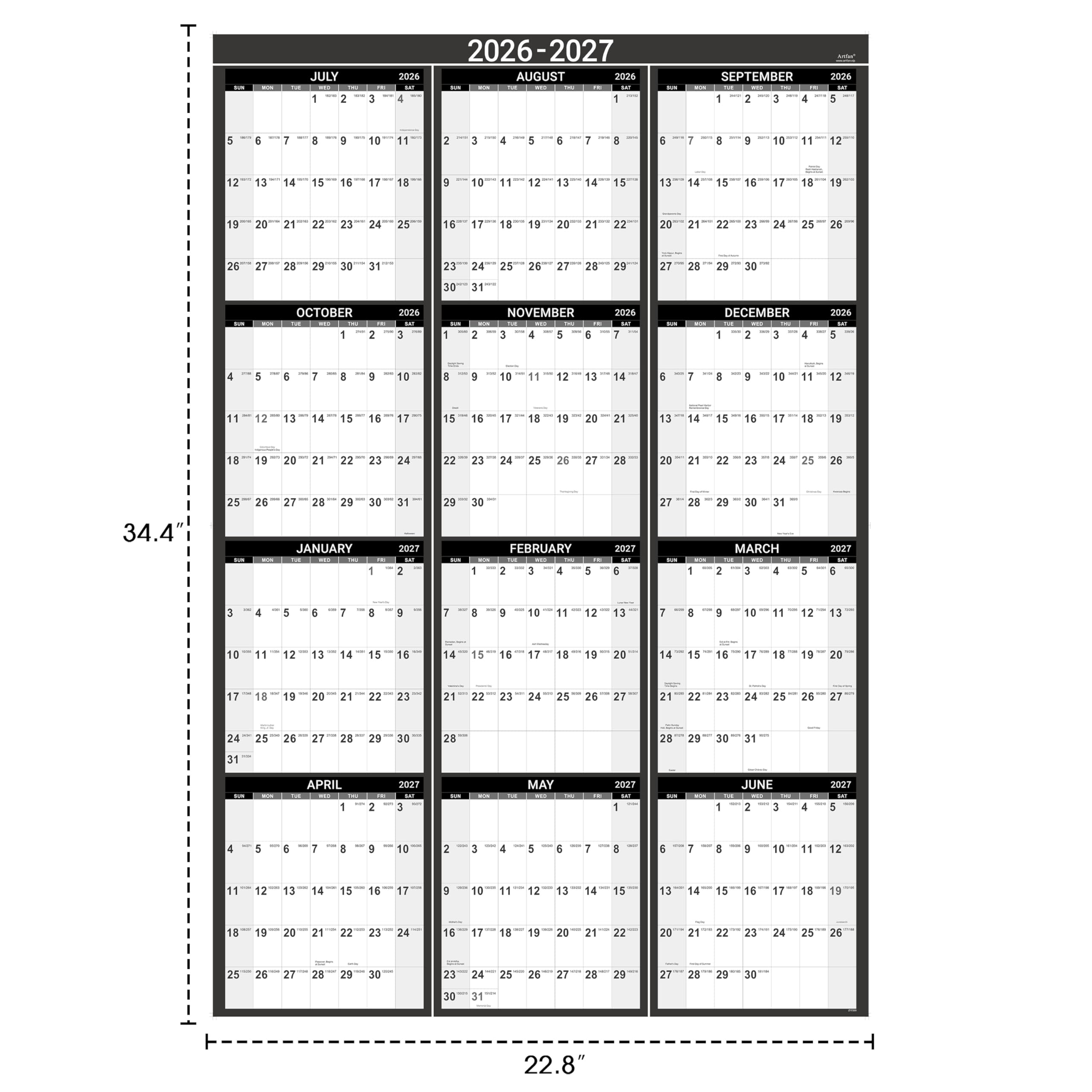 Amazon.com: 2026-2027 Yearly Wall Calendar - Calendar 2026-2027