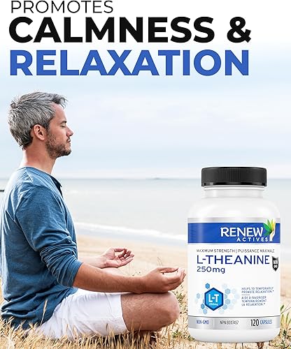 Miniatura 8 de Renew Actives Suplemento de L-teanina, 250 mg de fuerza máxima! Promueve el estado de alerta sin somnolencia. Suplementos naturales de acción rápida