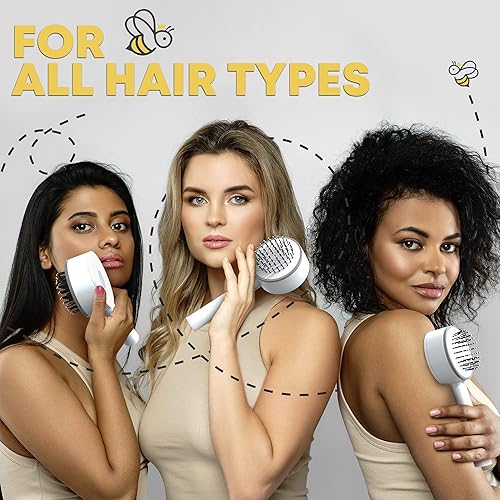 Miniatura 5 de Cepillo de pelo autolimpiante para mujeres, hombres, niños y niñas  Herramienta limpiadora de cepillo antiestático integrado  Evita el exceso de