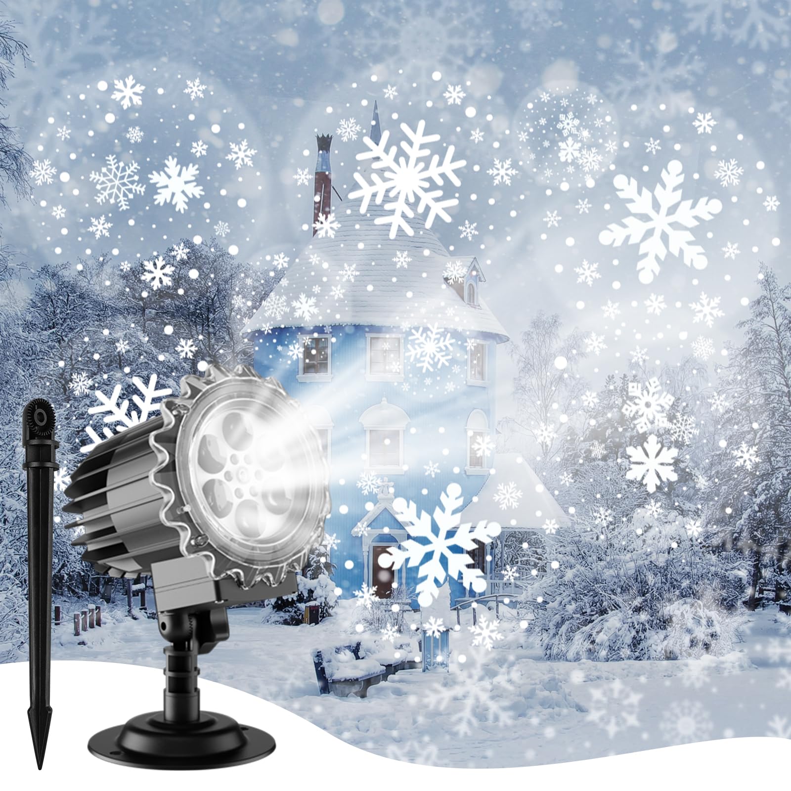 LED Schneeflocken Projektor Lichter, Weihnachtsbeleuchtung Projektor Aussen, IP65 Wasserdicht, Weihnachten Projektionslampe für Innen und Aussen Deko, Weihnachts, Halloween, Garte