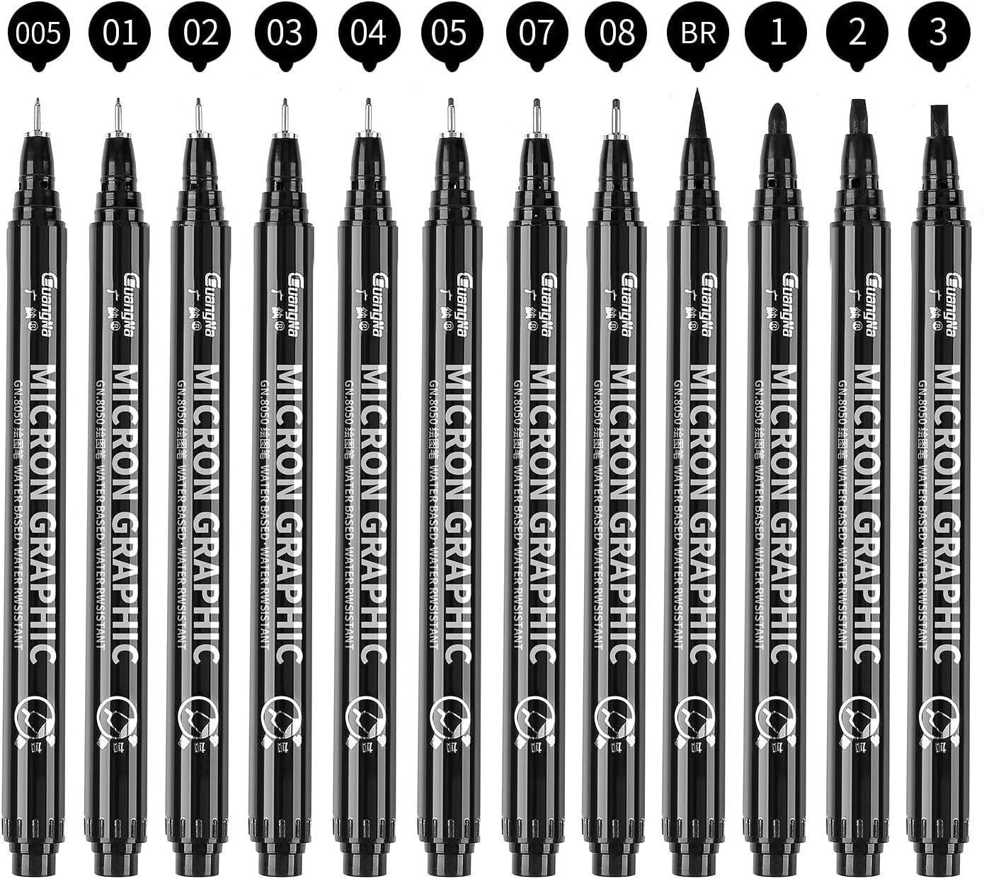 kingkindsun Set of 12 Micro Pens, Fine Point, Fineliner Ink Pens