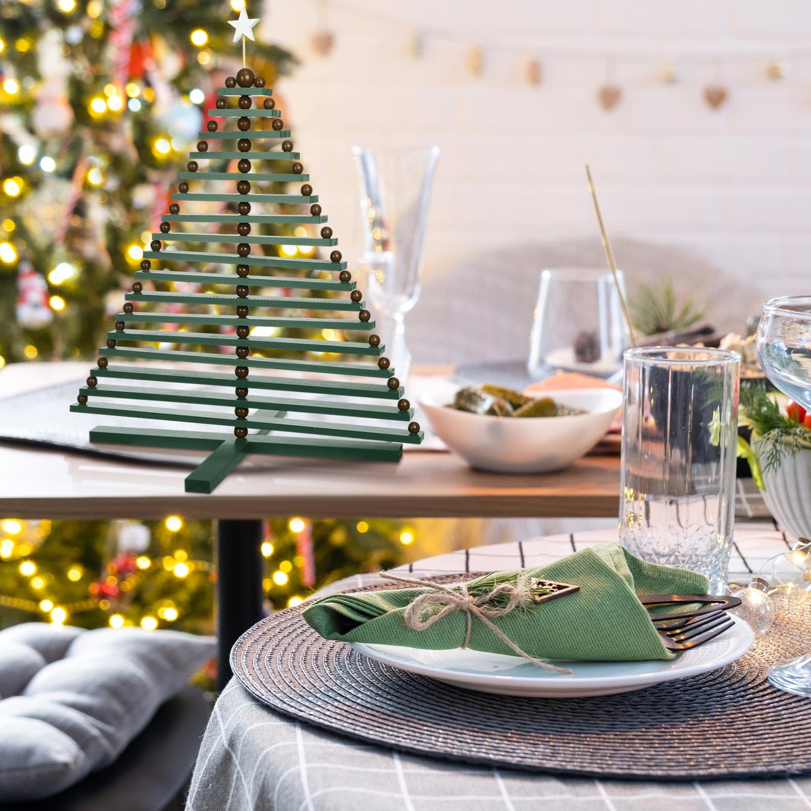 Amazon.com: Hollowfly 2 Feet Wood Christmas Tree Display Wooden