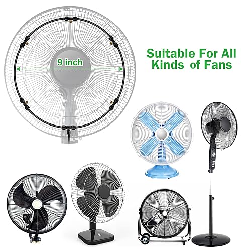 Miniatura 3 de Kit de nebulización de ventilador, sistema de refrigeración por nebulización de ventilador para exteriores con línea de nebulización de 19.36 pies +