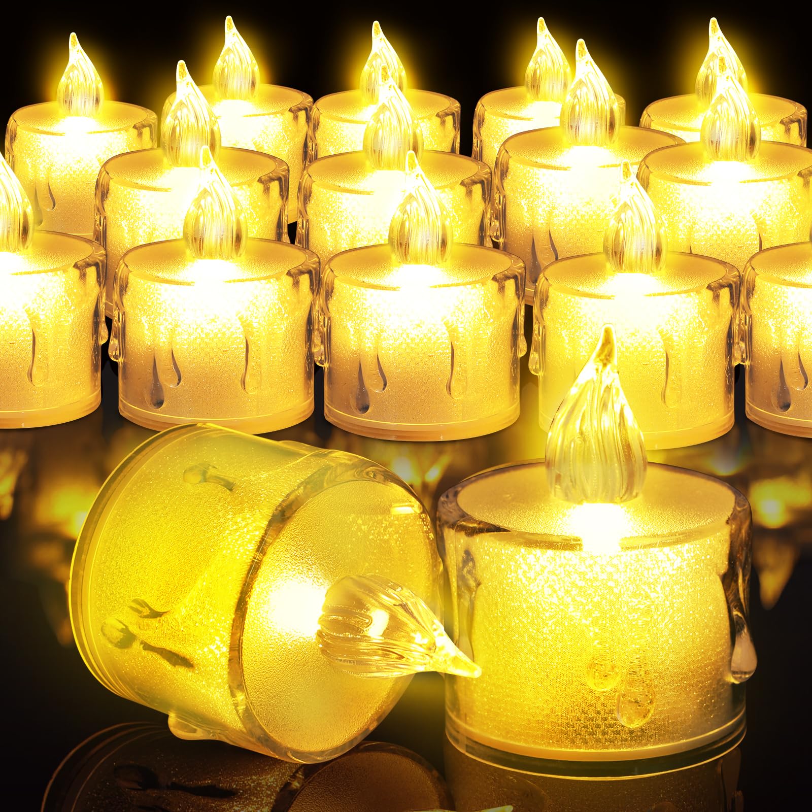 ZVO Candele a LED per esterni, impermeabili, senza fiamma, 3 pezzi, a batteria, con timer, in plastica, per tavolo, feste, stanze, Halloween, decorazioni natalizie (oro