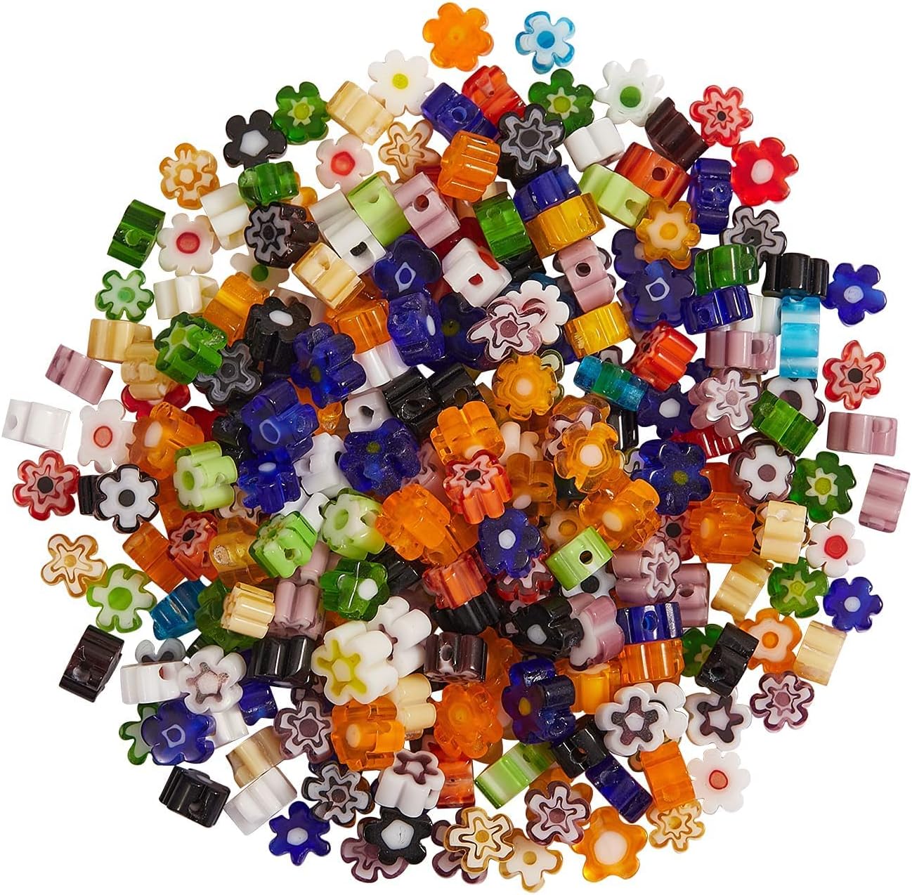 Airssory 250 Pcs Handmade Millefiori Glass Beads Flower for DIY Jewelry Necklace Bracelet Earrings Craft Making Supplies - 4x2.6mm - Image 3