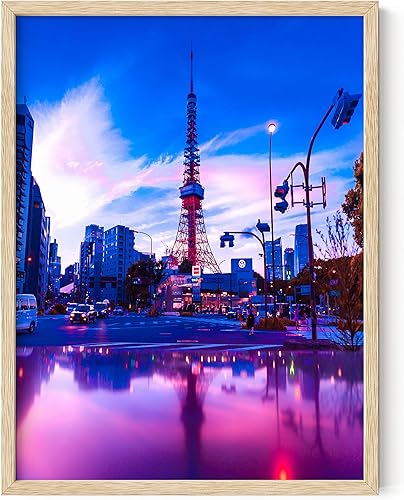 Miniatura 23 de RipGrip - Póster decorativo de estilo moderno (ciudad asiática con luces de neón), para decorar dormitorio o sala, de 12 x 16 pulgadas, sin marco