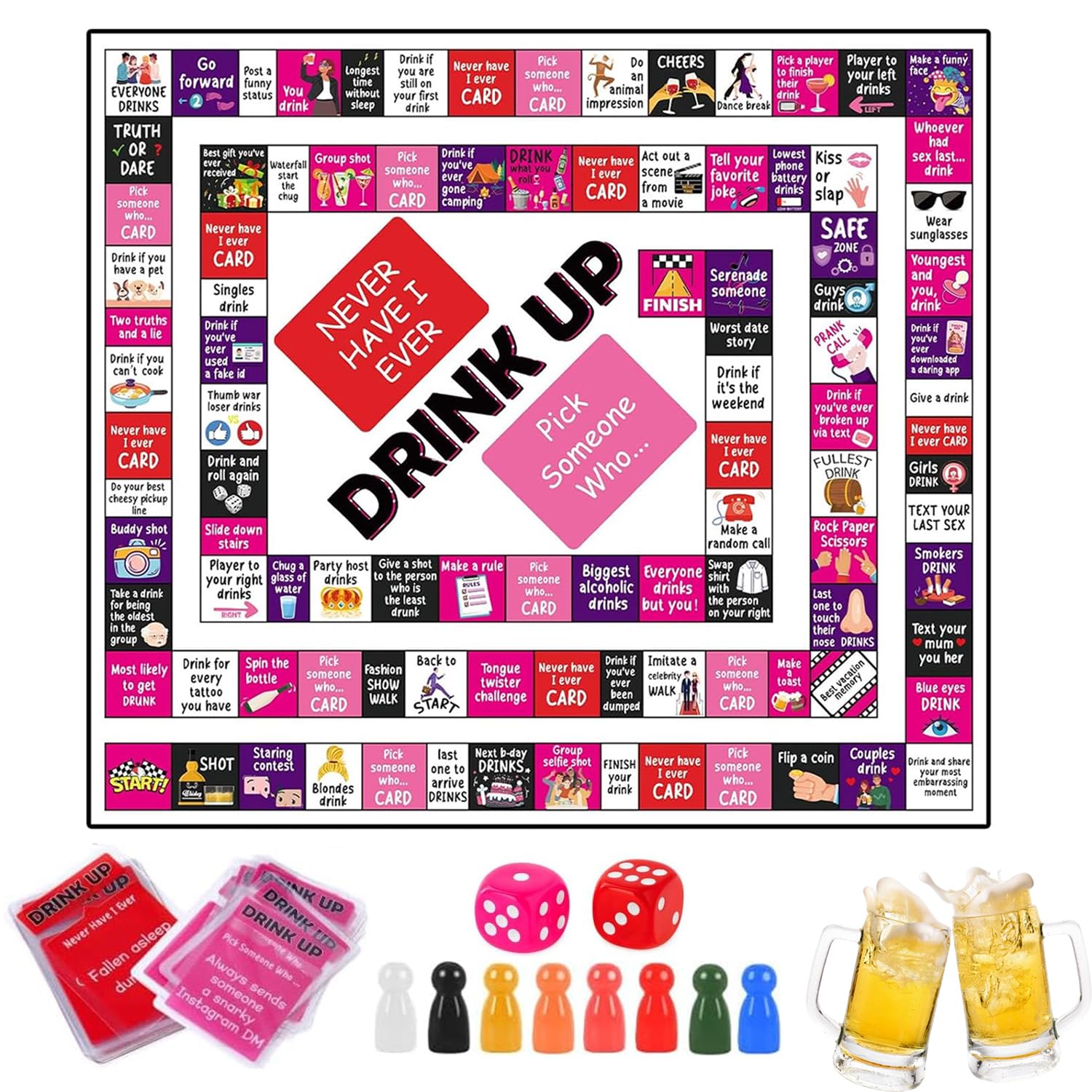 XUDUOO Drinking Games, Board Games for Adults, Couples Games Adult Monopoly Board Game for Girls Night Bachelorette, Date Night Ideas Party Game Suitable for Friends Parties and Family Gatherings(C)