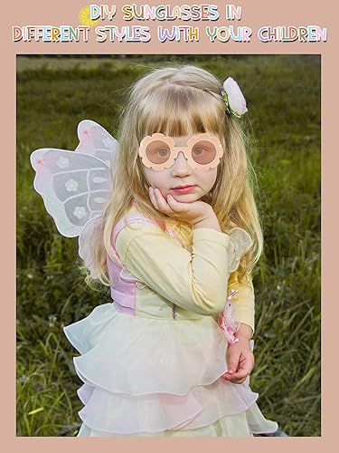 Miniatura 6 de 14 lentes de sol redondos de flores con 200 cuentas de letras al azar, 50 dijes de margaritas con pegamento para nombre de bricolaje