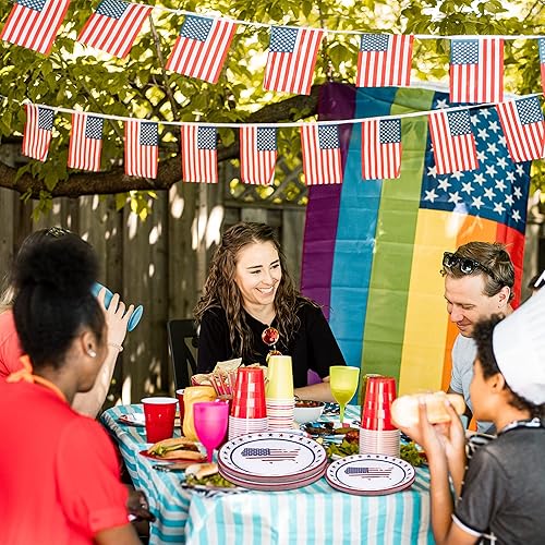 Miniatura 4 de WBCBEC 48 platos de papel de bandera estadounidense, suministros de fiesta de bandera patriótica, platos de papel para el día de los veteranos, día