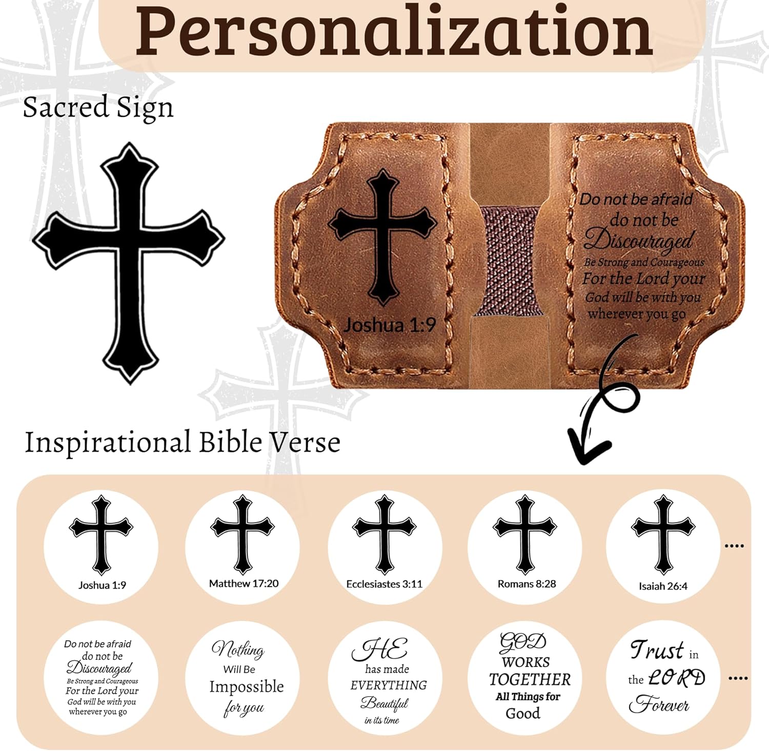 Personalized Leather Bookmark with Pen Holder - Magnetic Bible Verse Design, Christian Book Lovers Reading Accessory, for Book Lovers Men Women (Brown, Philippians 4:13) - Image 3