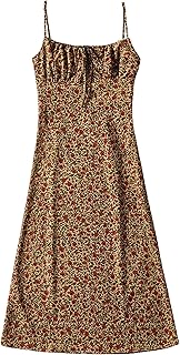 Womens Floral Dress Low-Cut Square Neck Spaghetti Strap Tie Bodycorn 90s Y2k Sun Dresses - Buy now