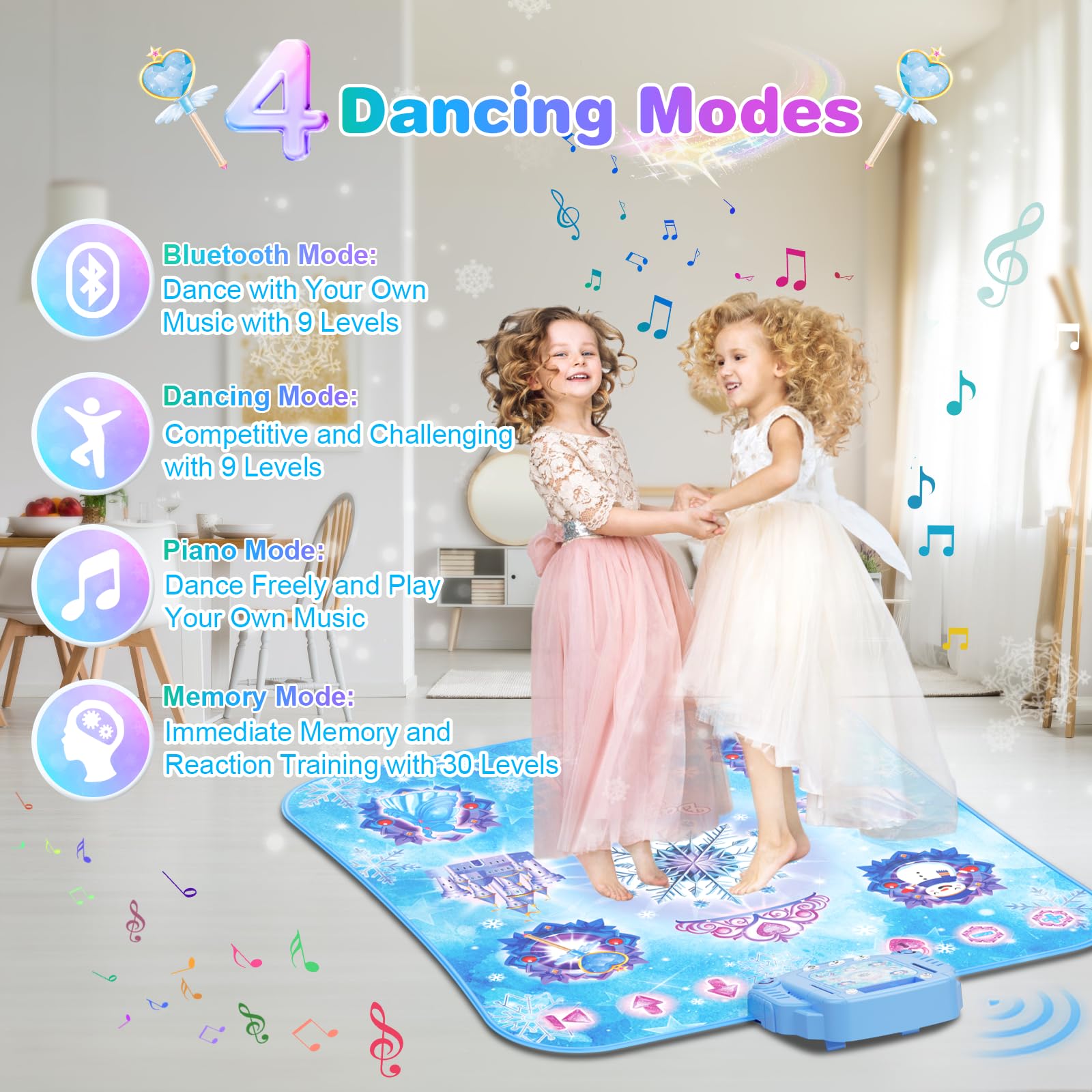 Tappetino da Ballo per Bambini, 8 Pulsanti Tappetini da Ballo Bambina Giochi Tappeto Musicale da Ballo con Bluetooth, Modalità Piano, Regali Compleanno Natale per Ragazzi Ragazze 4 5 6 7 8 9 10 11 12